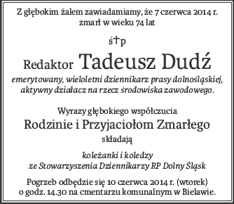 Tadeusz Dudź nekrolog